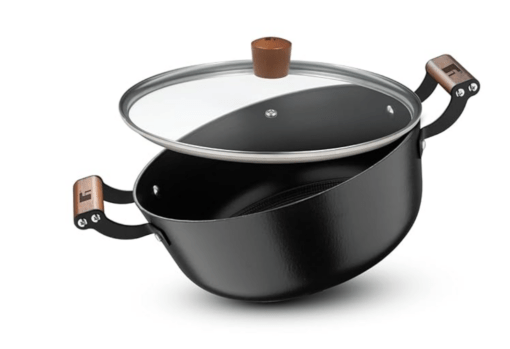 Bergner Odin 28cm (5.6 Liters) Cast Iron Casserole with Glass Lid, Biryani Handi Pot For Cooking, Heavy Bottom, Lightweight and Rust Proof Coating, Enamel Finish - Induction Bottom and Gas Stove Ready
